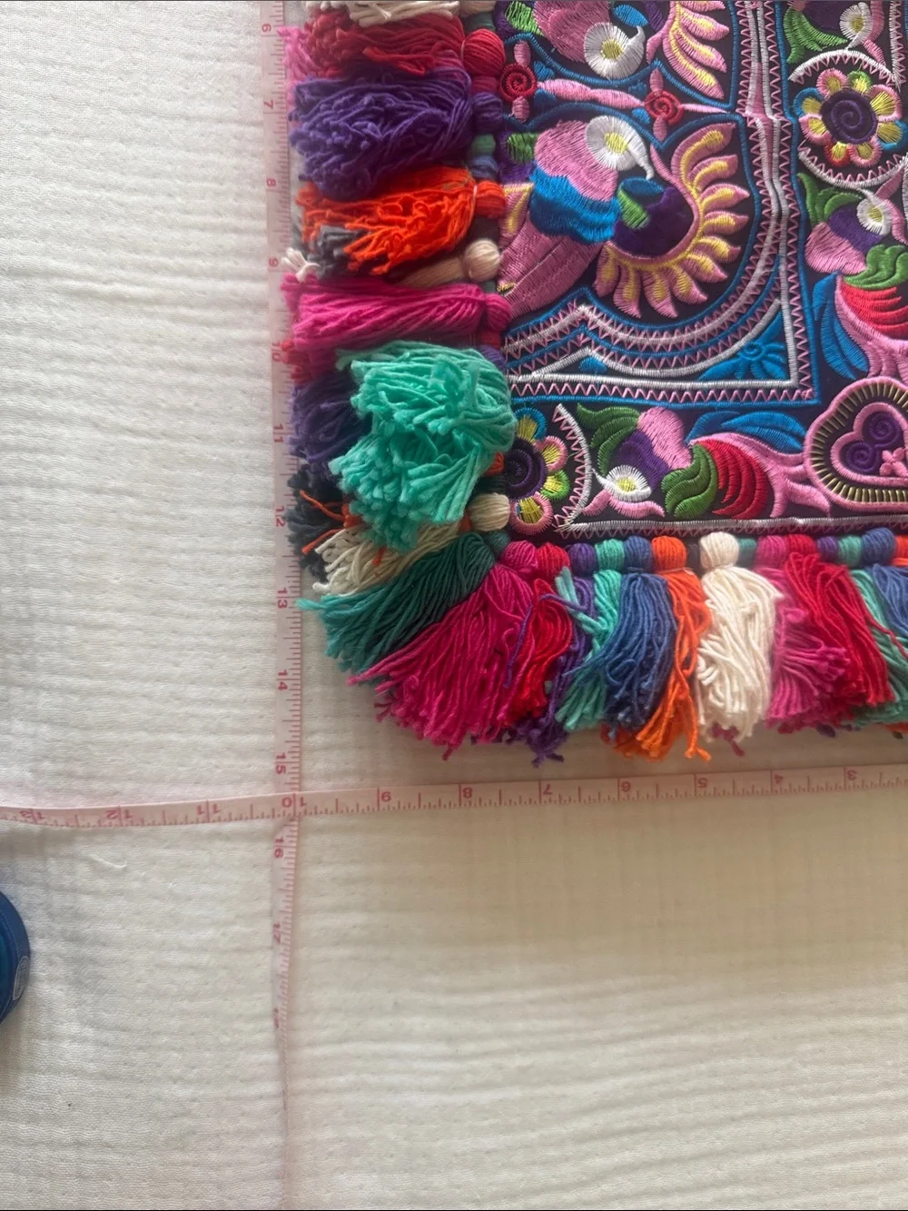 Boho Embroidered Multicolor Tassel Clutch - Women Bags